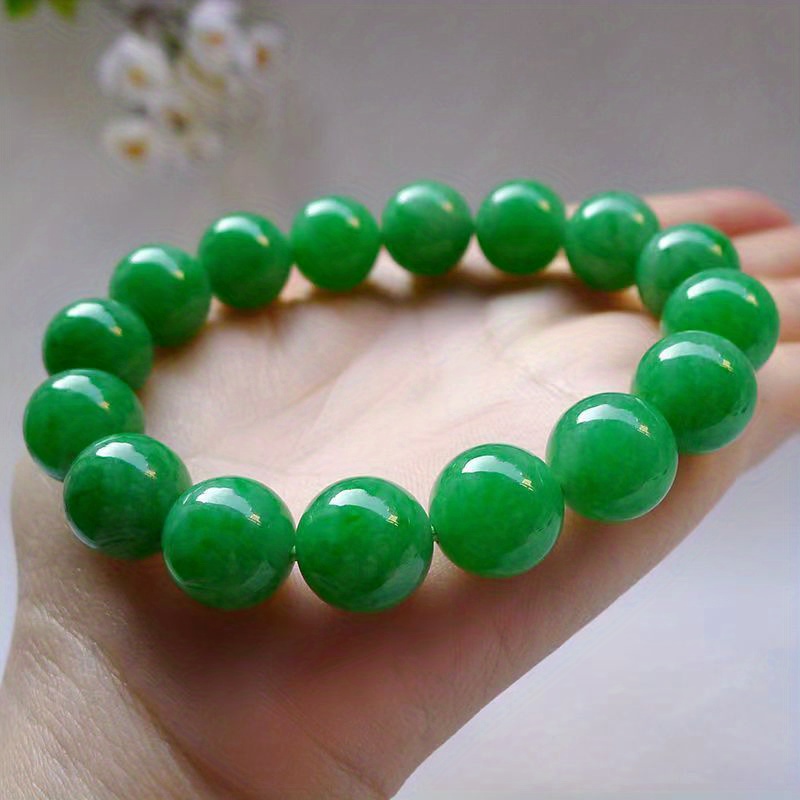 TEMU Elegant 13mm Natural Stone Bracelet - Perfect Gift For Men, Includes Luxury Gift Box & Guide, Ideal For Holidays, Day, Valentine's