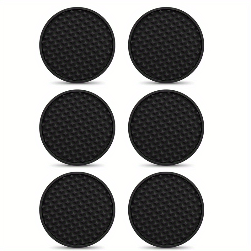 Drink Coasters, 6 Nonslip Rubber Coasters - Durable, to Protect Wooden Tables, Desks, and Bars, White Silicone Table Top Coasters, No More Water Rings