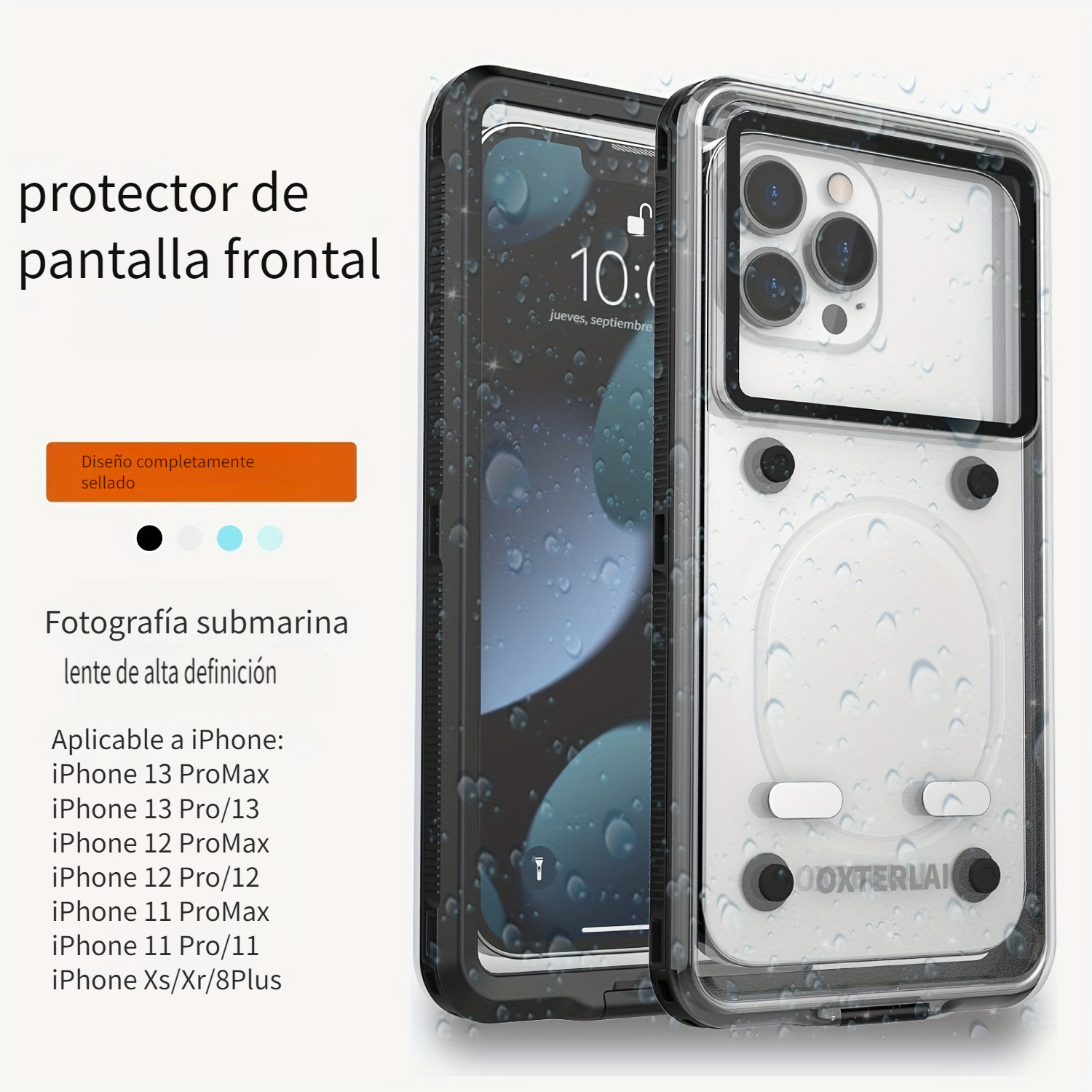 Funda impermeable para iPhone 13 Pro Max, IP68, a prueba de golpes, a  prueba de polvo, protección completa con cordón (verde azulado) :  : Electrónicos