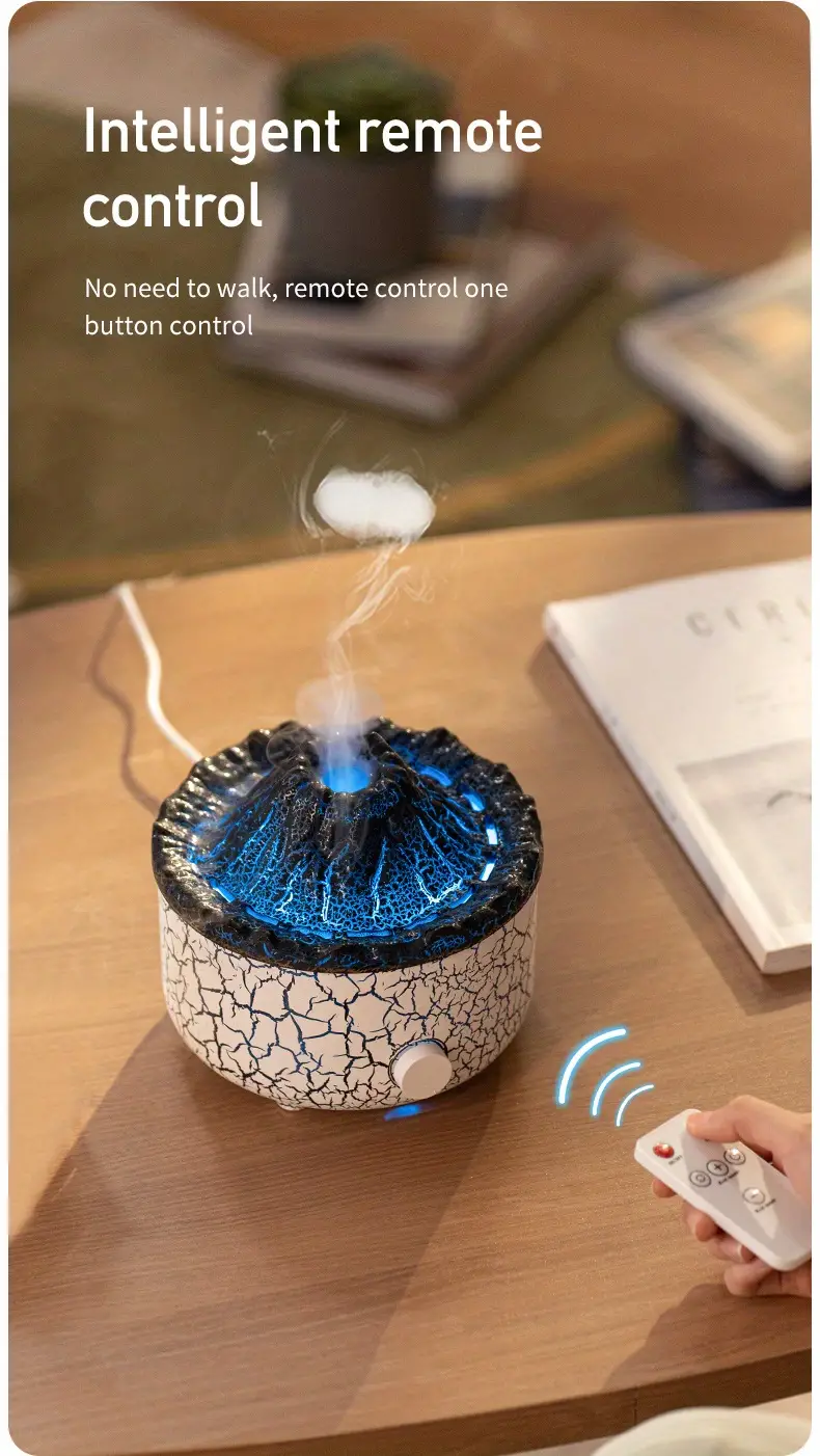 flame volcano aromatherapy humidifiers diffusers with colored lights 560ml ultrasonic  oils diffuser for home essences for humidifier with remote control details 9