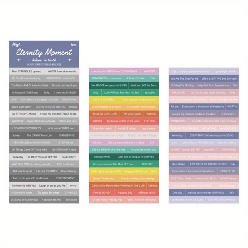 Multicolor Rainbow Memories Series English Words Stickers - Temu