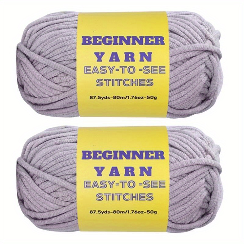 4x50g Beginners Crochet Yarn, Yarn for Crocheting and Knitting Beginners,  Easy-to-See Stitches, Soft Yarn Solid Color DIY Hand Craft Bag Blanket