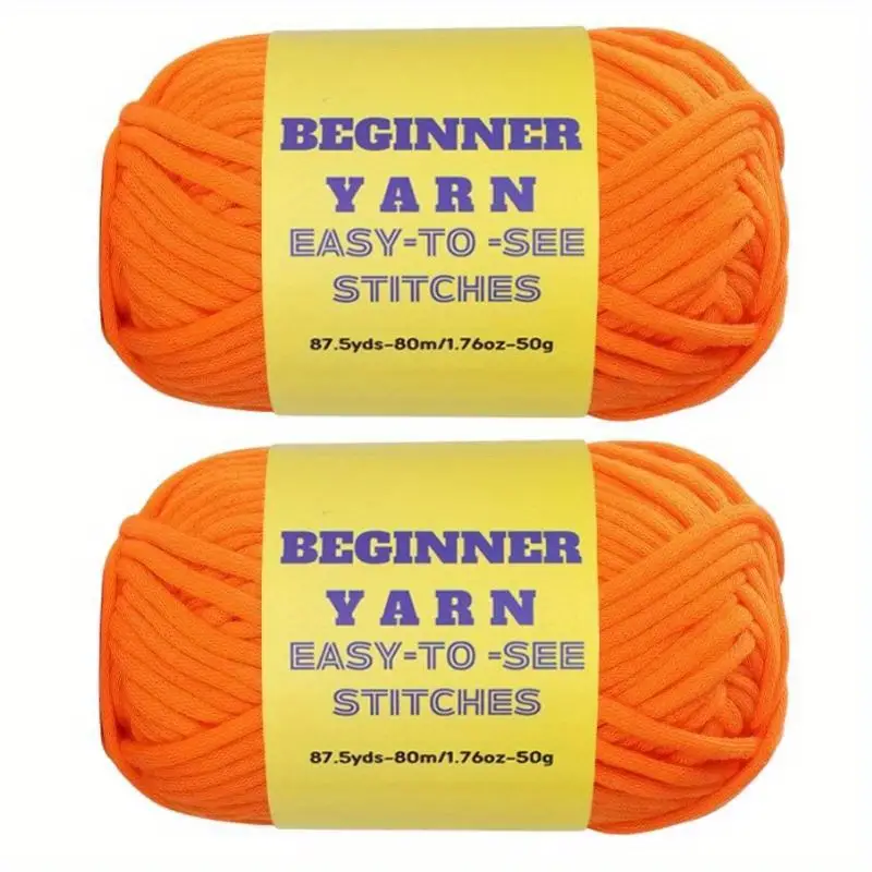  3 Pack Beginners Crochet Yarn, Orange Cotton Yarn for  Crocheting Knitting Beginners, Easy-to-See Stitches, Chunky Thick Bulky  Cotton Soft Yarn for Crocheting (3x50g)