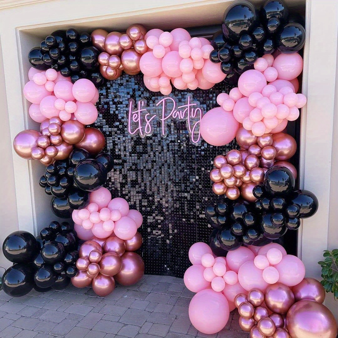 Rose Golden Balloon Arch Kit Rose Golden Black Party - Temu