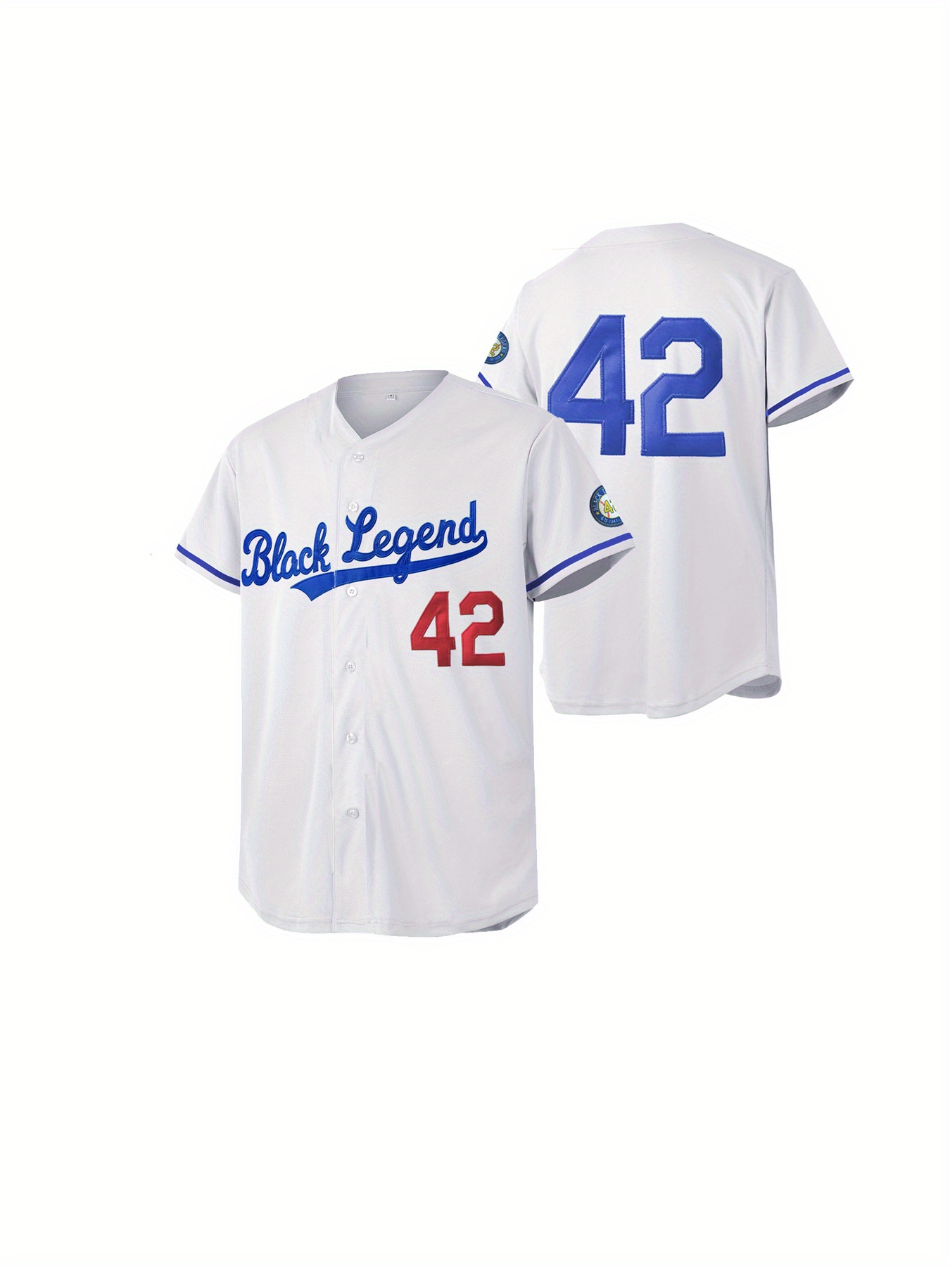 Men's Black Legend #42 Baseball Jersey, Retro Classic Baseball Shirt, Breathable Embroidery Stitching Sports Uniform for Training Competition,Temu