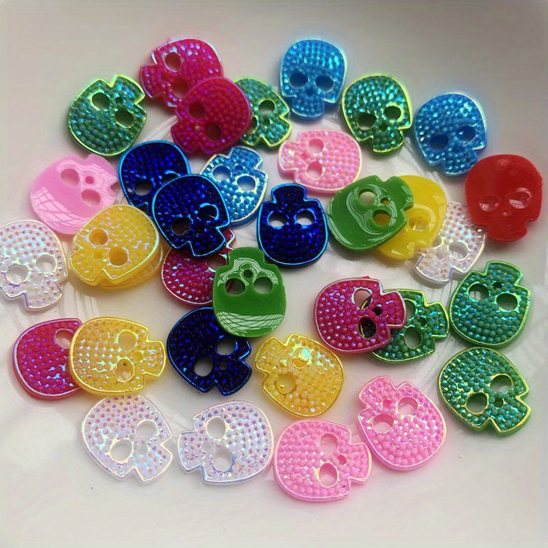 TEMU 40pcs Serie de Halloween Resina de Espalda Calavera Diamante de Artesanía Scrapbooking DIY Accesorios Decorativos Teléfono de Espalda Adorno