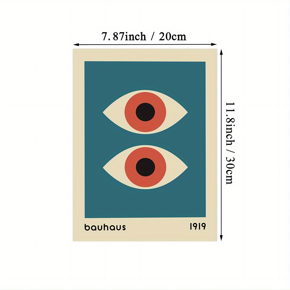 Bauhaus Poster on Canvas - Geometric Eyes on mustard background