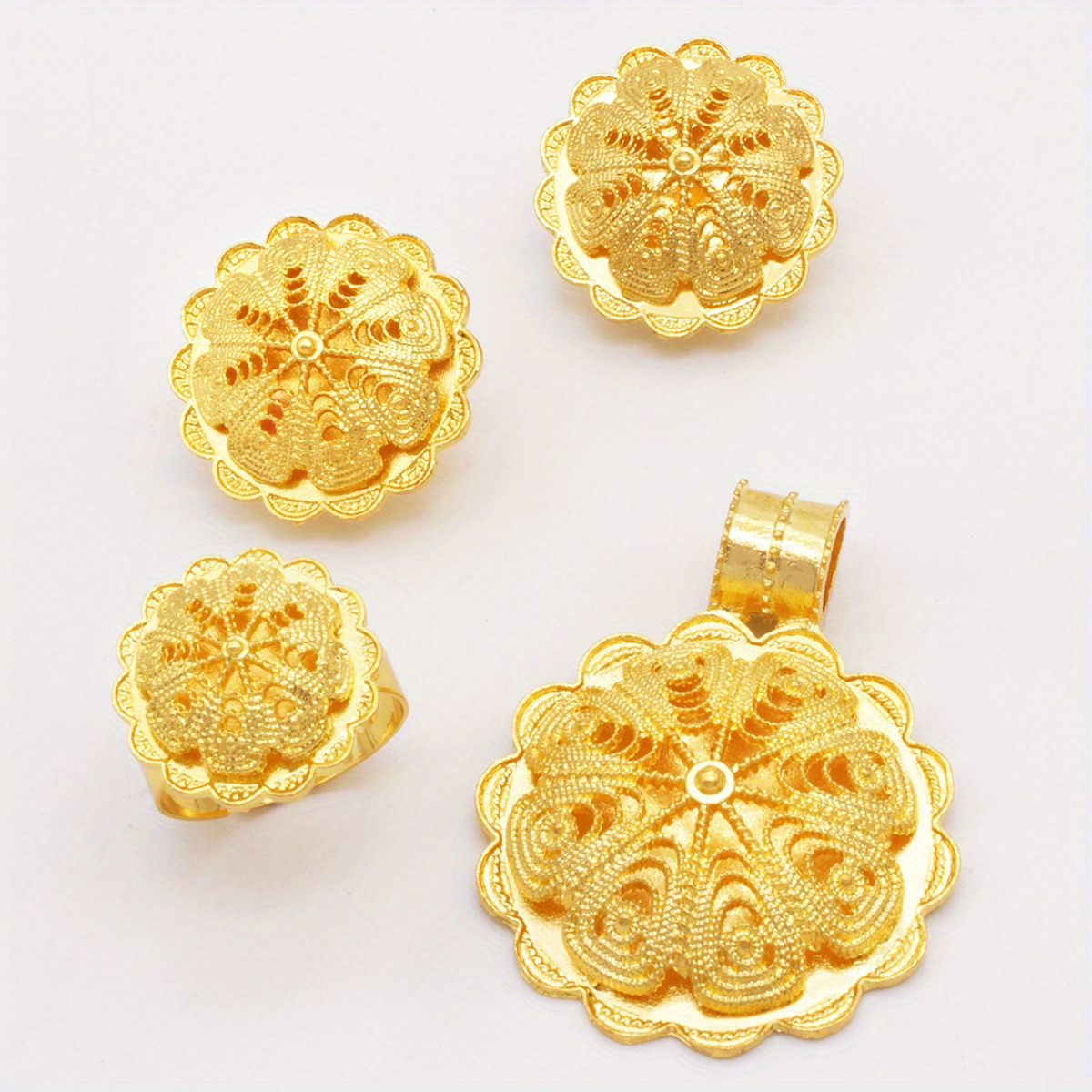 4pcs earrings necklace plus ring exaggerated   daily outfits dainty party accessories symbol of fortune and luck details 9