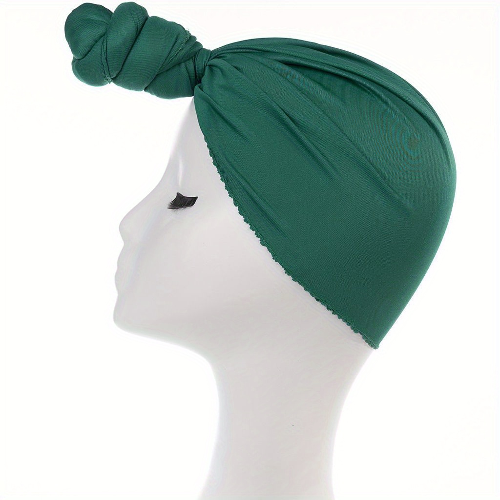 Top Knot Turban Cap Solid Elastic Head Wraps Casual Breathable Head Scarf