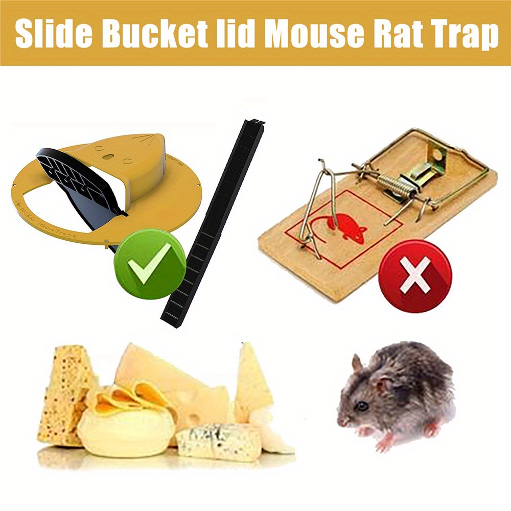 Comprar Trampa para ratones multiusos con tapa deslizante para ratas, trampa  para ratones, trampas para cubos para ratones