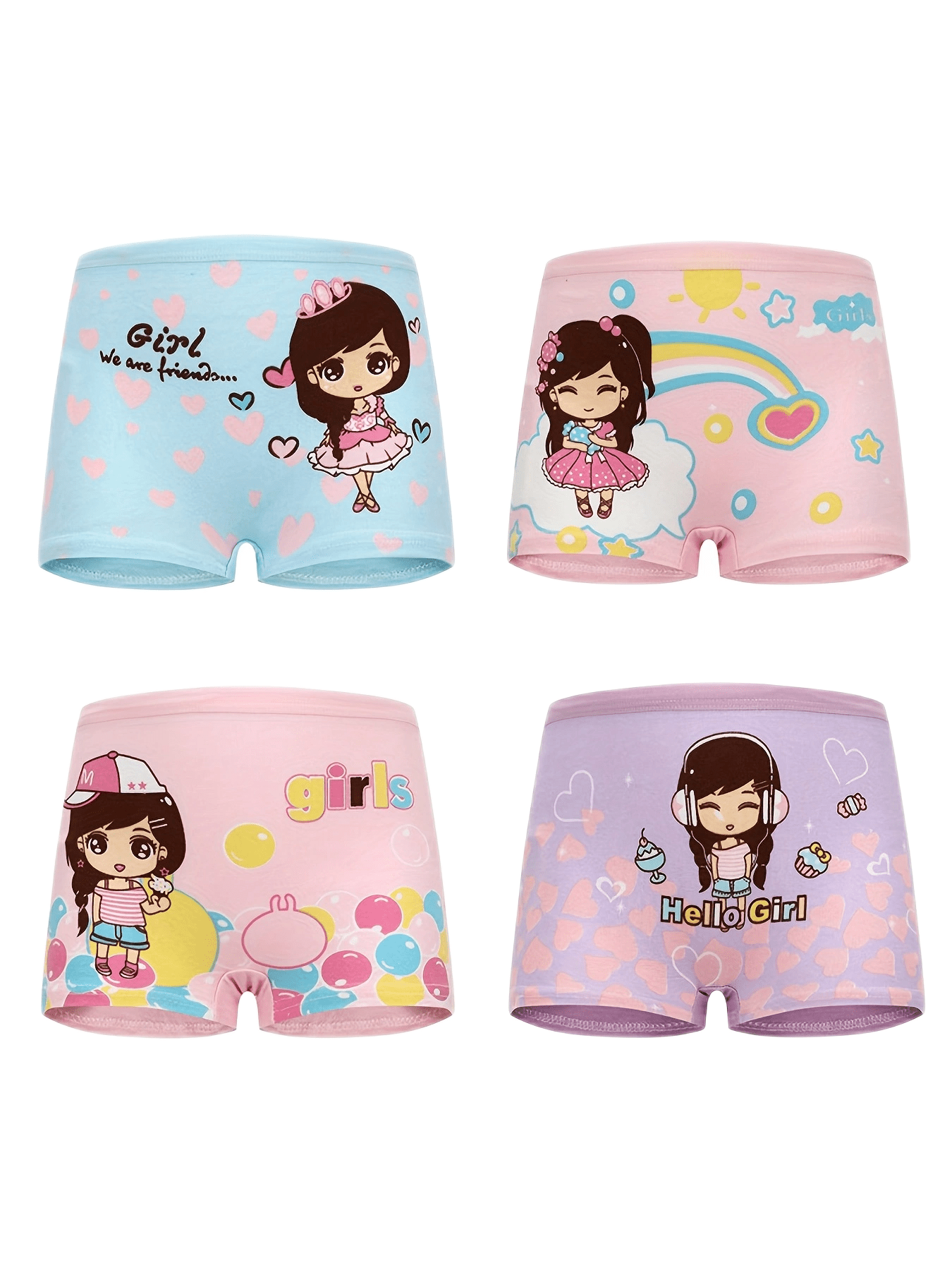 Kids Children Girls Underwear Cute Print Briefs Shorts Pants Cotton  Underwear Trunks 3PCS 1-10 Year Old Girl Panties 