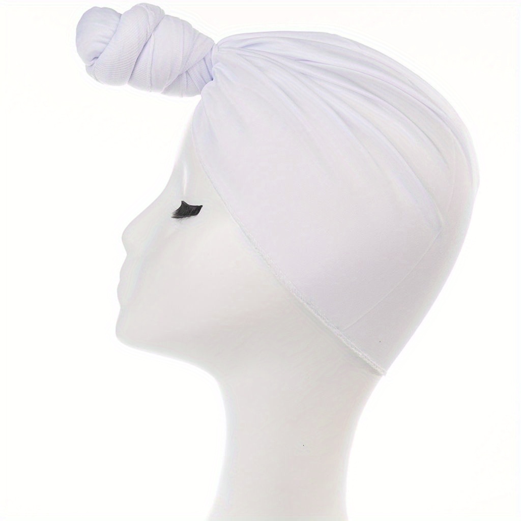 Top Knot Turban Cap Solid Elastic Head Wraps Casual Breathable Head Scarf