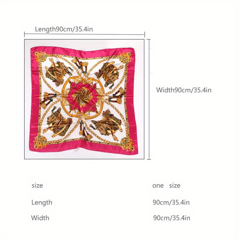 1pc 89.92cm Print Square Classic Sunscreen Versatile Bandana, Silky Scarf For Travel, Ideal Choice For Gifts details 0