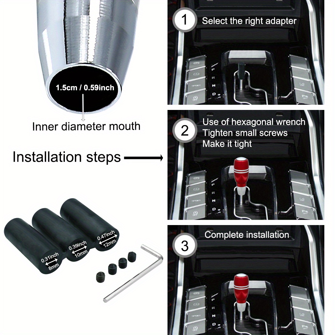 Automatic Shift Knob Button Leather Aluminum Alloy Polished Temu