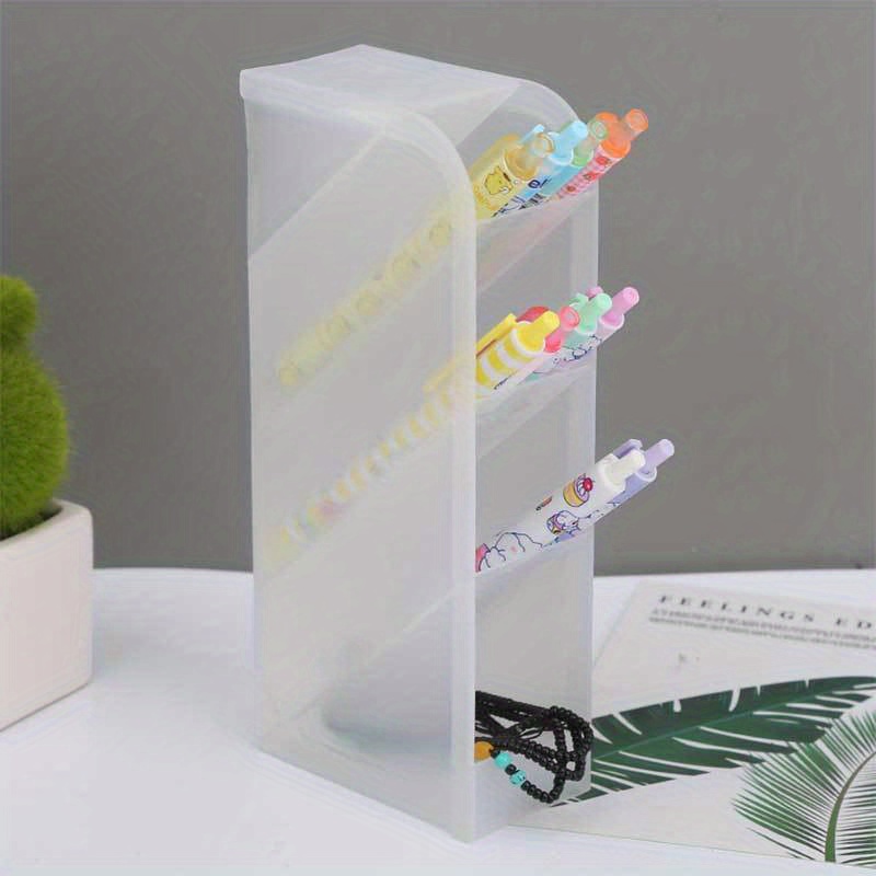 Oblique Insert Pen Holder Plastic Transparent Matte Multi - Temu