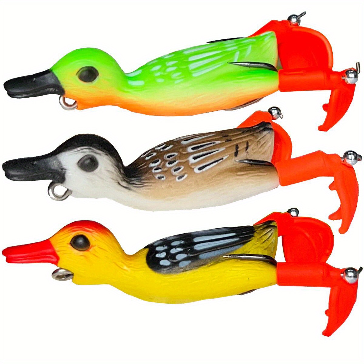 Haofy 5pcs Topwater Duck Lure Rubber Floating Duck Fishing Lure With Hooks  Bass Bait