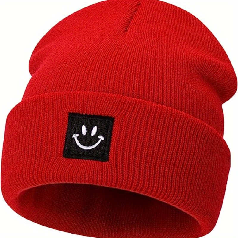 Winter Happy Face Fashion Trendy Warm Knitted Hat Micro Soft Beanie For Men And Women details 5