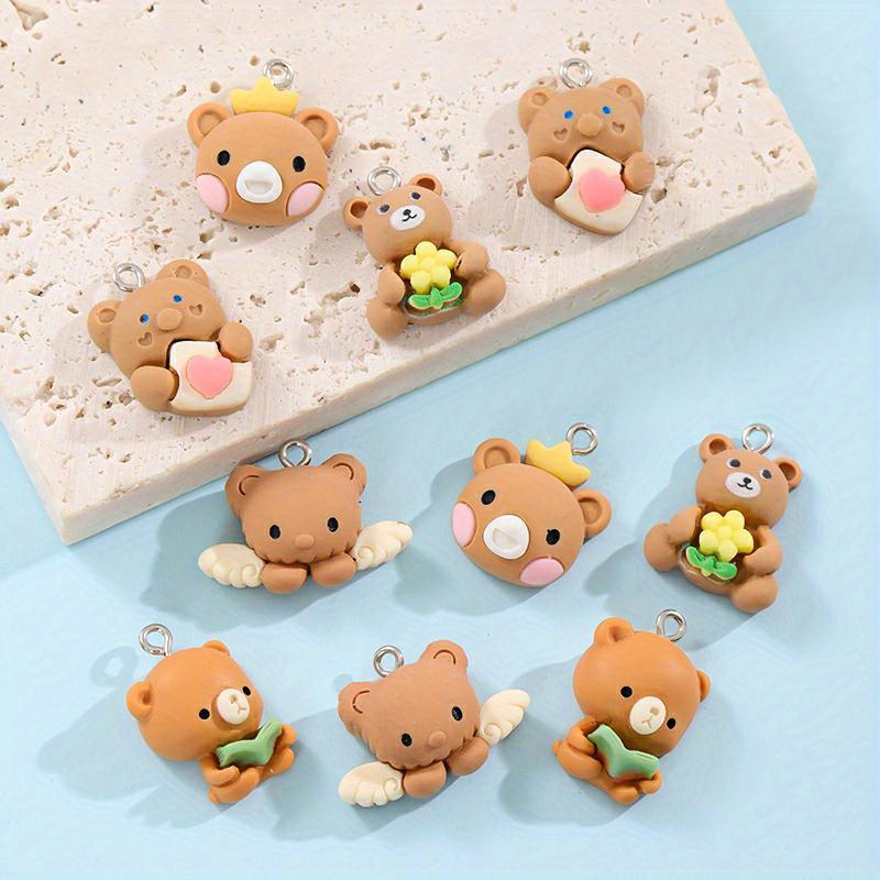 Cartoon Bear Resin Charms For Diy Jewelry Making Earring - Temu