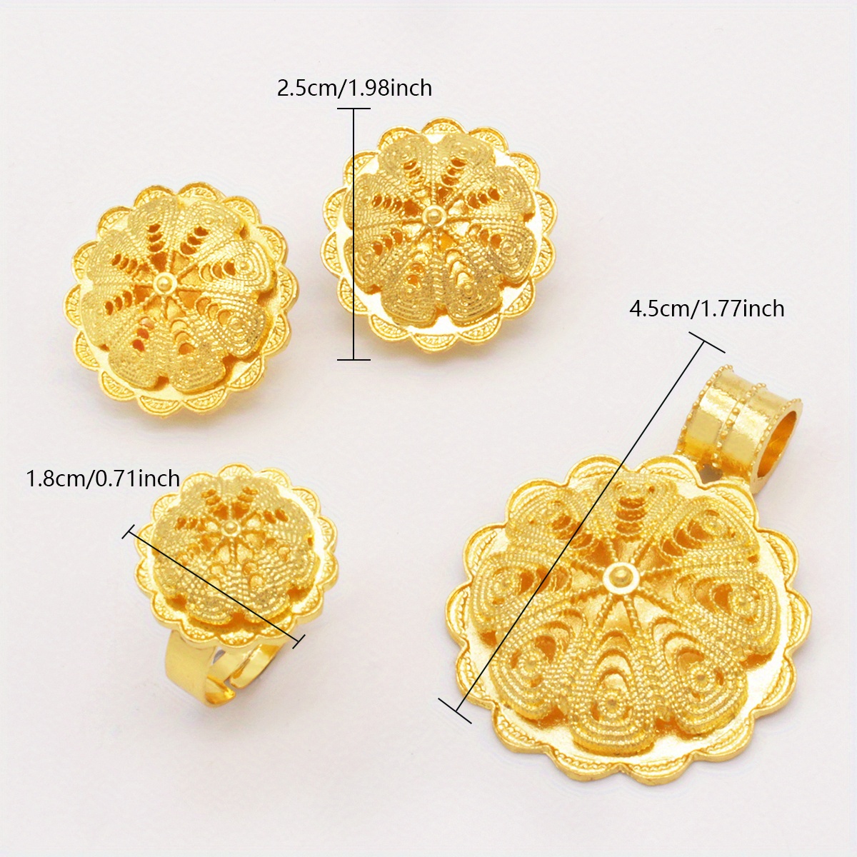 4pcs earrings necklace plus ring exaggerated   daily outfits dainty party accessories symbol of fortune and luck details 8