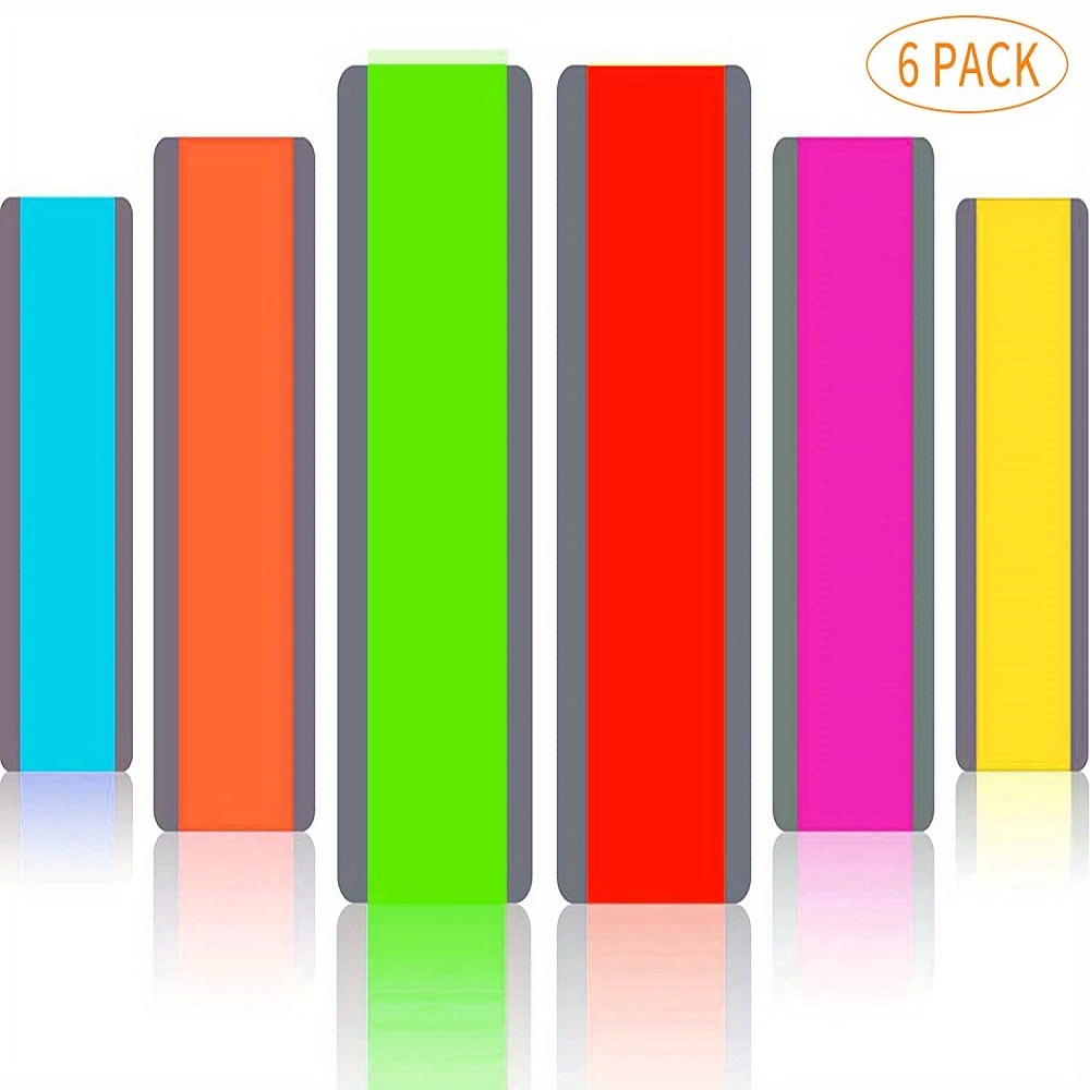 6pcs Guided Reading Strips Highlight Strips Colored Overlay Highlight Bookmarks Of Small Size, Dyslexia Reading For Students, Teacher And Adult