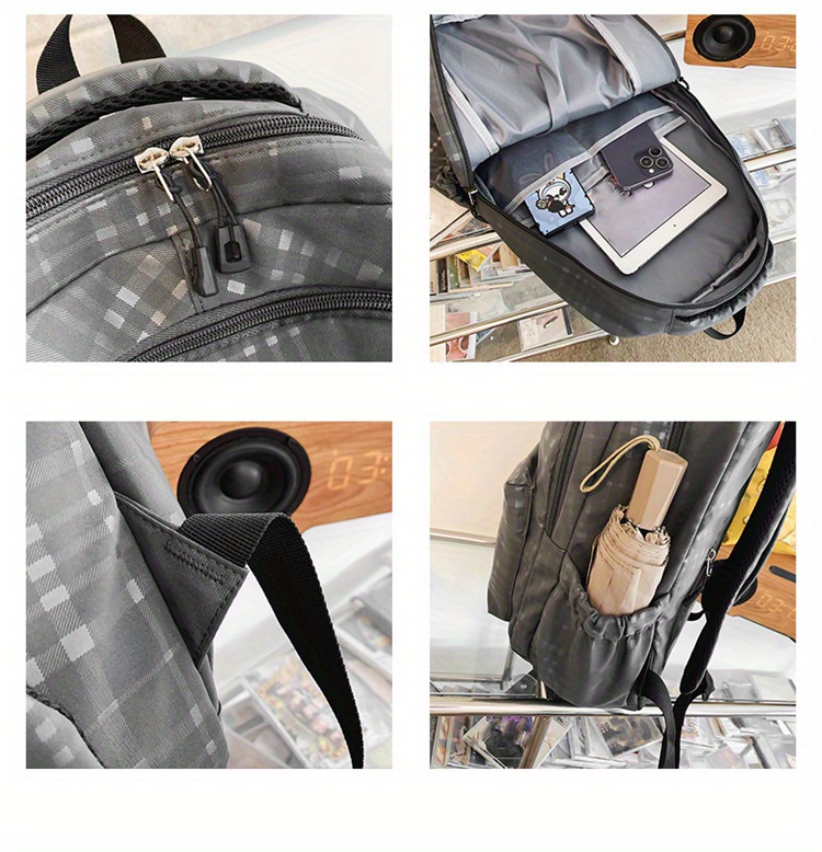 Men's Backpack Laptop Backpack Plaid Large Capacity Travel Backpack Daypack  Schoolbag - Temu