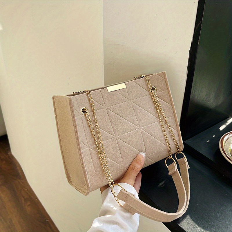Felt Crossbody Bag Chain Shoulder Handbag