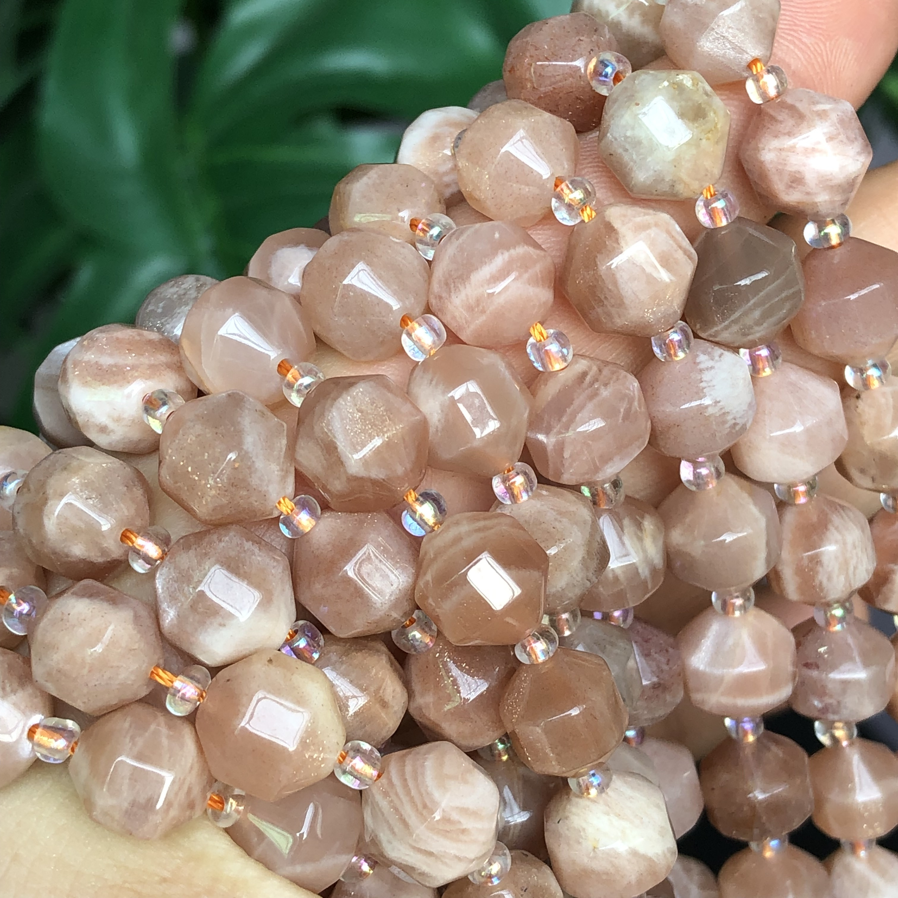 Natural Sunstone Beads Bracelets, Gemstone Round Beaded Healing