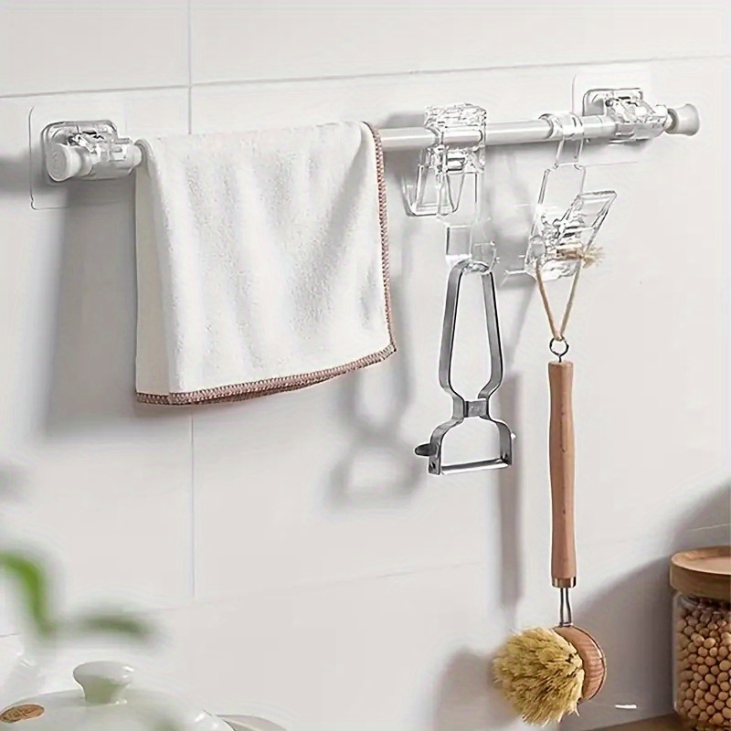 Punch-free Mini Curtain Pole Bedroom Solid Wood Door Curtain Rod Sticky  Bracket Single Rod Bathroom Towel Rack Clothes Hanger - Curtain Decorative  Accessories - AliExpress