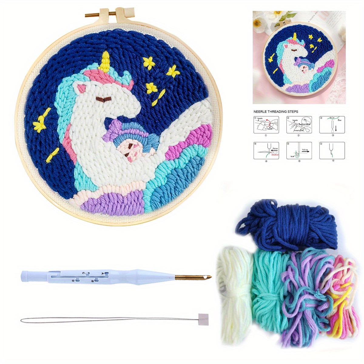 Punch Needle Embroidery Starter Kit With Pattern - Temu