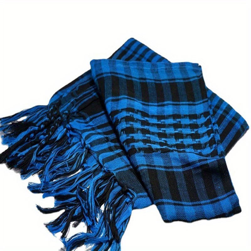 Eyicmarn Women Mens Plaid Tassel Arab Shemagh KeffIyeh Scarf Wrap