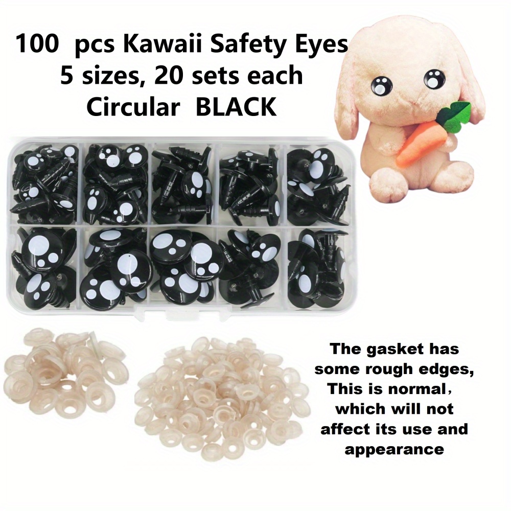  Swpeet 190Pcs Black Assorted Sizes Plastic Safety Eyes
