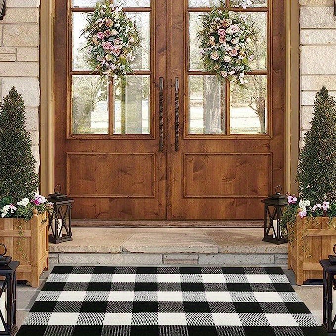 Ozera Black and White Buffalo Plaid Rug Door Mat Outdoor for Front Porch -  $0.00 : Ozera, Shop cake mold,pop mold,egg mold online!