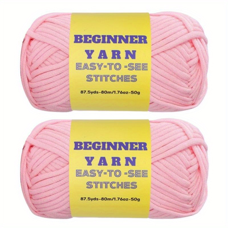 24 Pack Beginners Crochet Yarn Blue Green Pink Purple Yellow Rainbow Cotton  Crochet Yarn for Crocheting Knitting Beginners with Easy-to-see Stitches