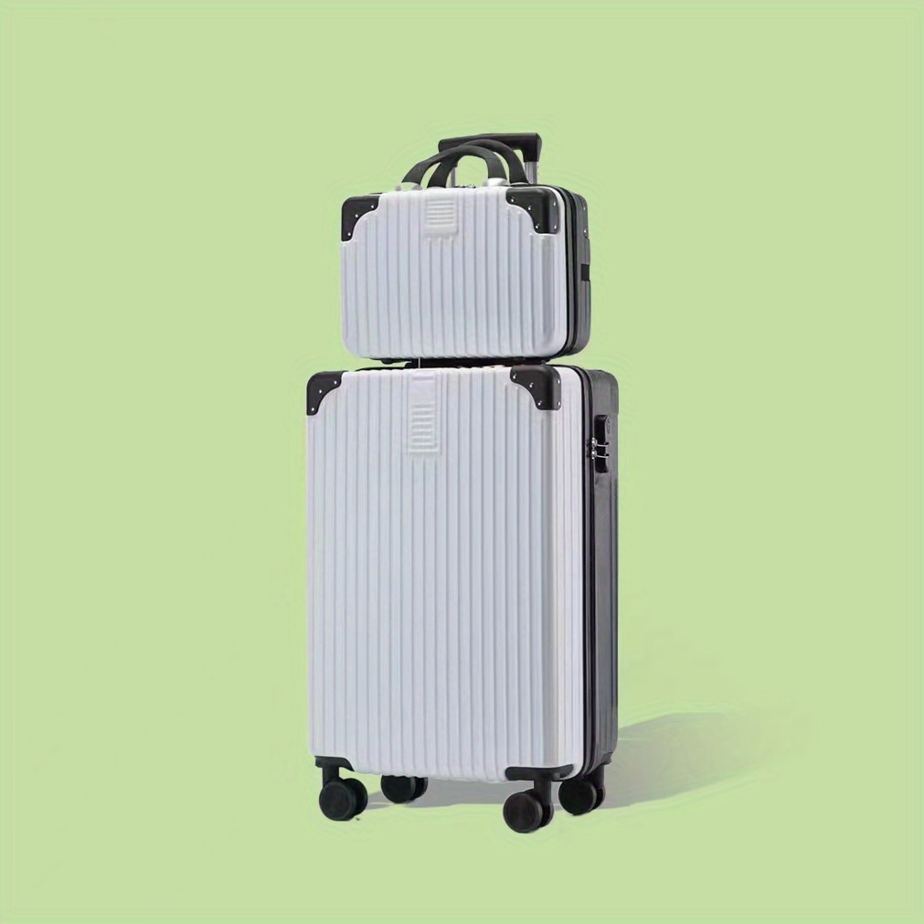 2pc travel big and small suitcase set with large capacity and password lock for travel vacation holiday daily use, 20-inch trolley suitcase, ideal choice for gifts 50cm 34cm 21cm black white retro right angle anti scratch zipper big and small box 0