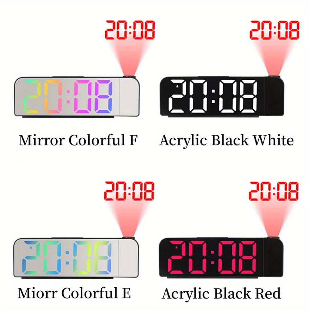 1pc 180 Rotation Digital Led Projection Alarm Clock Night Mode Power