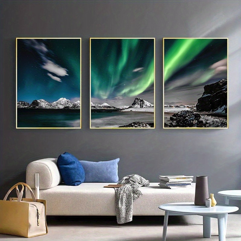Northern Lights Canvas Wall Art Natural Landscape Photo Posters For Home  Decoration Frameless Temu