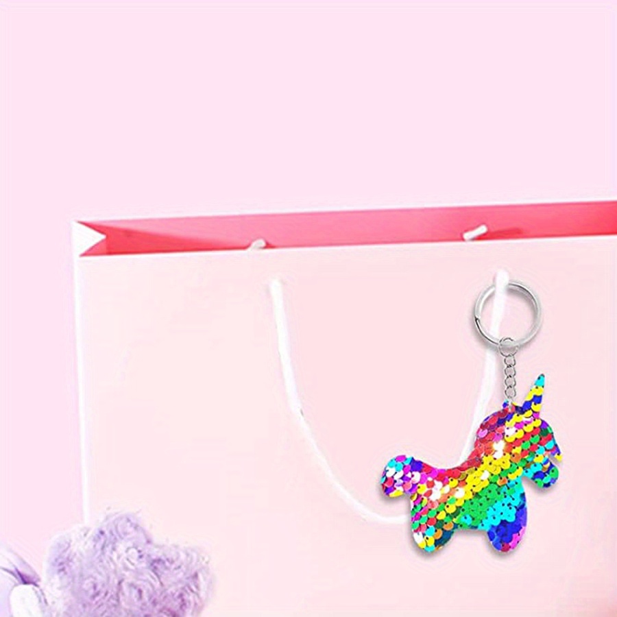 15pcs set sequin   shape keychain glitter key ring pendant bag ornament accessories details 4