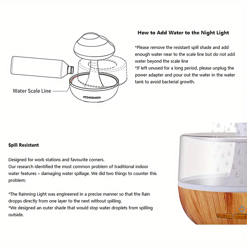 1pc relaxing raining cloud night light with aromatherapy  oil diffuser and micro humidifier perfect for bedside desk and sleeping details 8