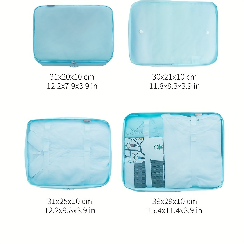 MNT10 Sacchetti da viaggio riciclati con compressione S, M, L, XL I Blu I  Cubi da imballaggio con anello come organizzatore per valigie I leggeri  sacchetti compressori per lo zaino : 