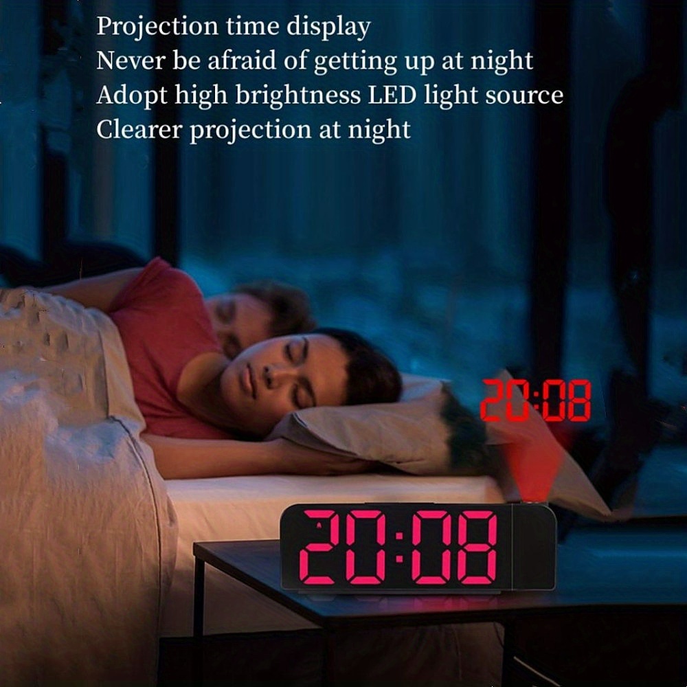 1pc 180 Rotation Digital Led Projection Alarm Clock Night Mode Power