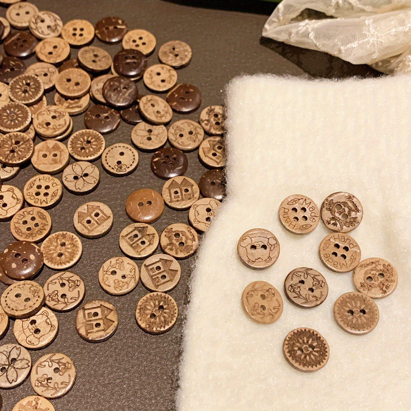 50pcs Coconut Shell Buttons Clothing Handmade Diy Decoration Buttons