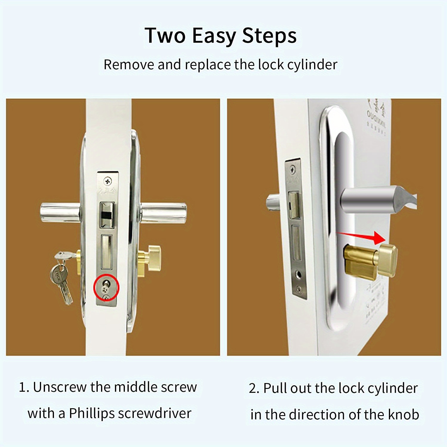 Solid Brass Lock Cylinder With 3 Brass Keys Pella Storm Door Temu