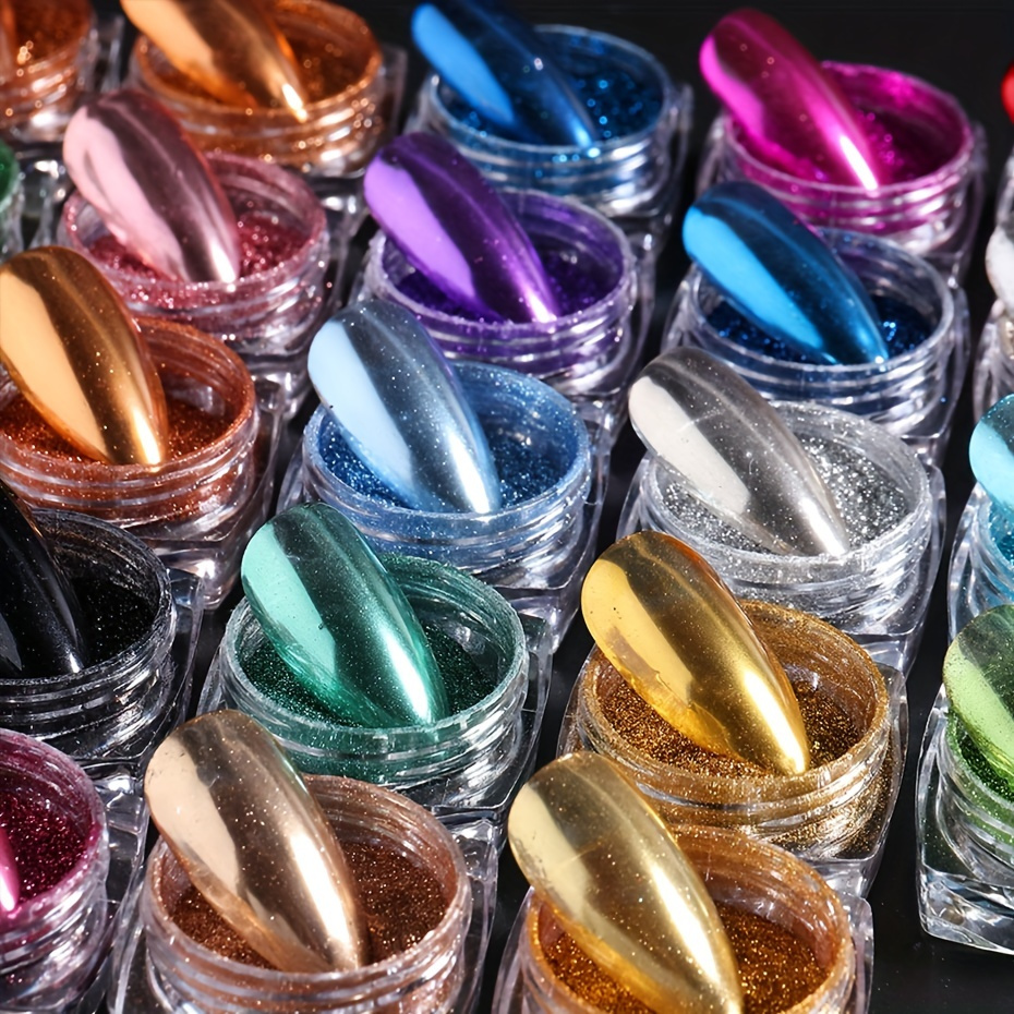

23pcs Metallic Chrome Nail Powder Set Y2k Magic Mirror Decor Rubbing Glitter Pigment Flakes Manicure Accessories
