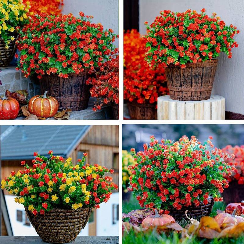 Hywean Homd 9 Pezzi 3 Colori Fiori Artificiali, Arbusti Artificiali Realistici E Naturali Anti-UV, Fiori Finti Da Esterno Adatto Per Giardino Portico Corridoio Della Festa Decorazione