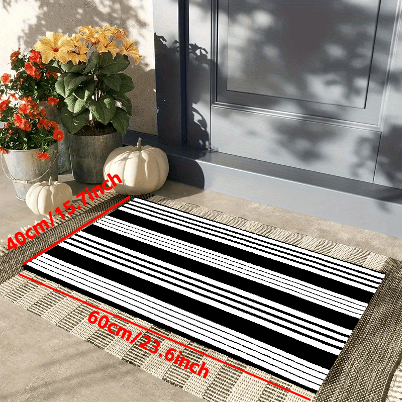 Inyahome Black and White Doormat Entrance Door Mats Indoor Outdoor Washable Rug  Entryway Mats for Inside