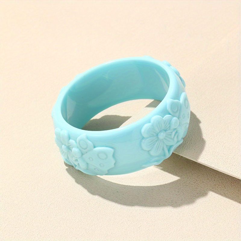 Colorful Resin Acrylic Flower Bangle For Women Jewelry Wide - Temu