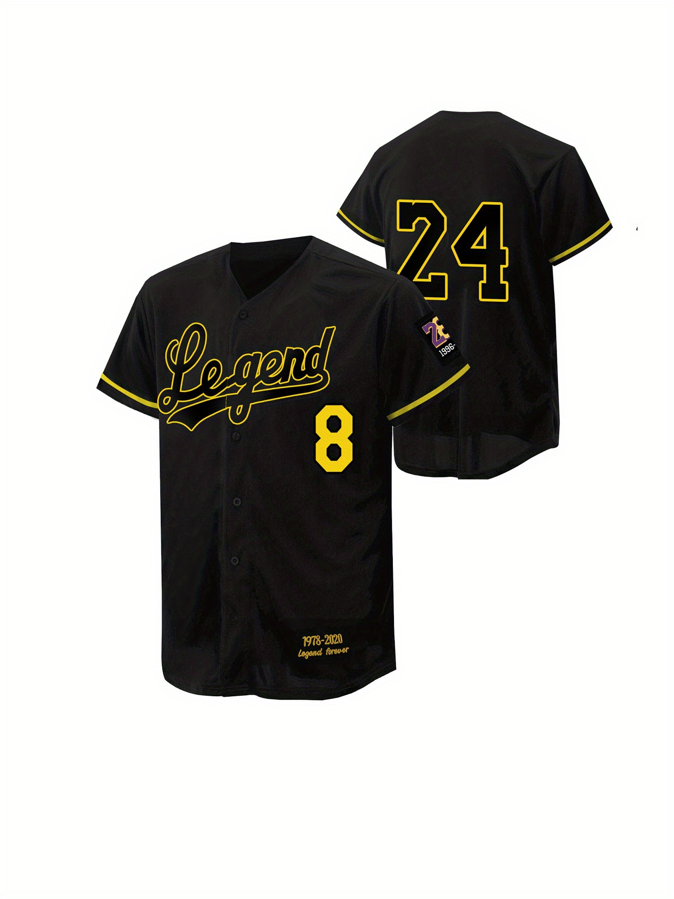 Retro Legend Men's Baseball Jersey - #8 Embroidery, Classic Black