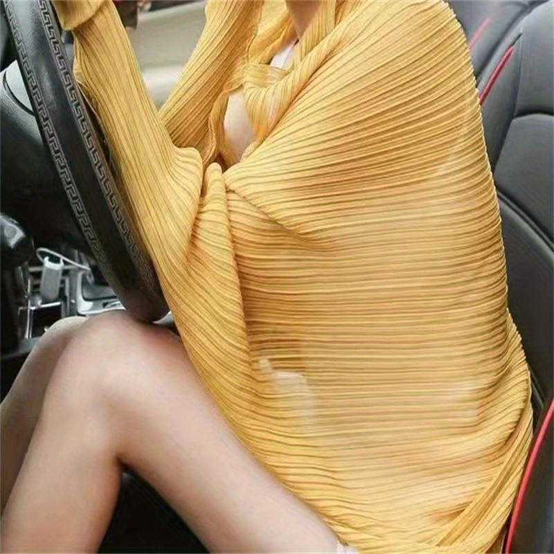 solid color sunscreen sleeve shawl wrinkle soft chiffon shawl driving sun protection shawl for women details 10