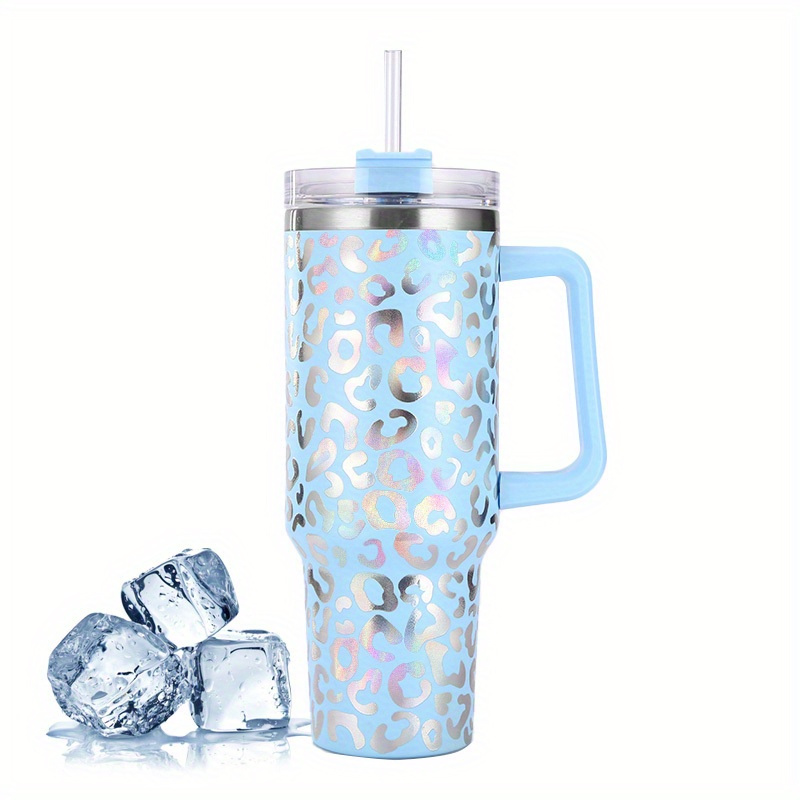 1pc 40oz Stainless Steel Insulated Cup With Straw, Lid, Rainbow Holographic  Leopard Print, Suitable For Kids And Adults, Outdoor Camping Flask,  Reusable Metal Water Bottle, Travel Mug