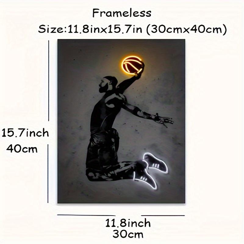 Player Poster Print Basketball Shoes Neon Canvas Painting - Temu